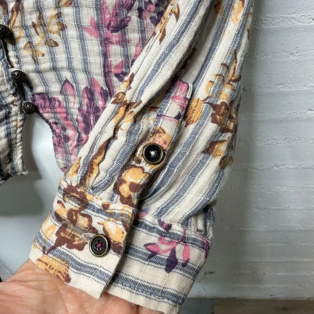 Anthropologie Pilcro The Tavi Ruffled Buttondown XSP Cottage Poetcore Ren Faire
